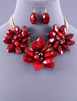 Red and Gold Acrylic Necklace Set