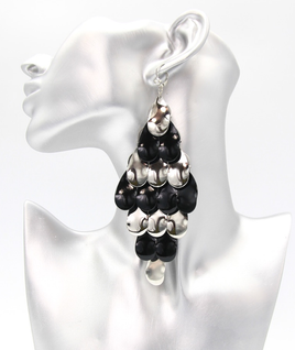 Black and Silver layered Earrings