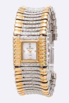 Two-Tone Rhinestone Watch