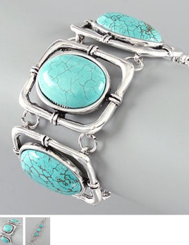 Turquoise and Silver Link Bracelet