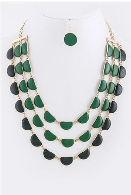 Green Layered Necklace Set