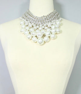 Chunky Pearl Statement Necklace Set