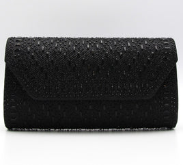 Black Embellished Dahlia Evening Clutch