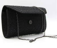 
              Black Embellished Dahlia Evening Clutch
            