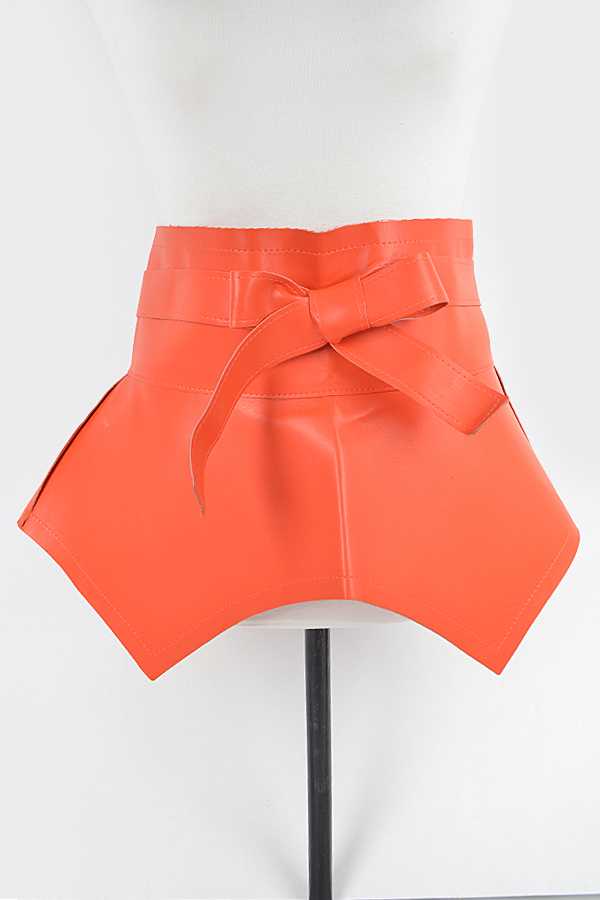 Orange Faux Leather Peplum Belt