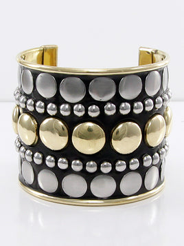 Black Two-Toned Metal Cuff Bracelet