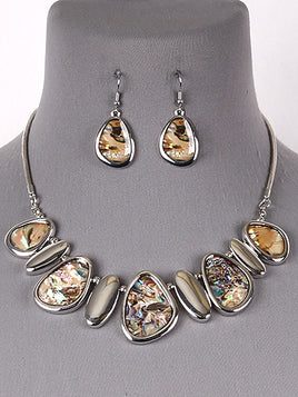 Abalone and Silver Necklace Set