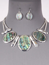 Textured Abalone Necklace Set